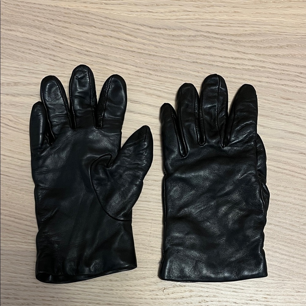 Genuine leather and cashmere Black Leather Gloves